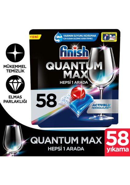 Quantum Max Bulaşık Makinesi Deterjanı Tableti / Kapsülü 58 Yıkama