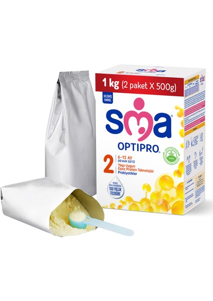 Sma Optipro Probiyotikli 2 1 kg (500 gr x 2 Paket) 6-12 Ay Devam Sütü