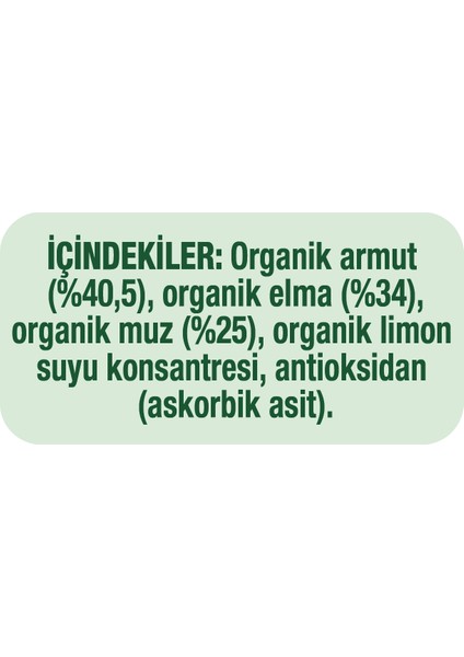 Organik Elmalı ve Muzlu Armut Püresi 90 gr