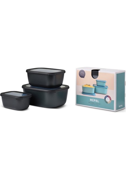 Set Cirqula Rectangular 3 Saklama Kabı Pcs(500+1000+2000)- Nordic Pine