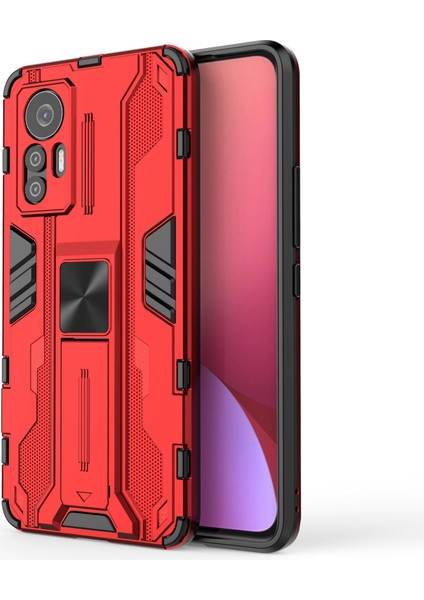 12 Lite İçin Yüzük Tutuculu Fiber Telefon Kılıfı - Kırmızı (Yurt Dışından)