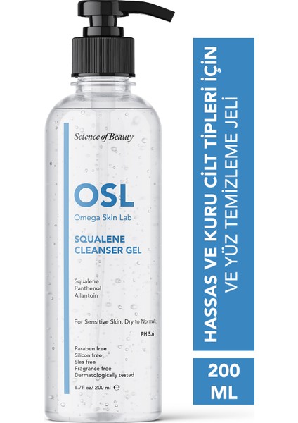 Squalene Cleanser Gel 200ML (Kuru ve Hassas Ciltler için Temizleme Jeli)