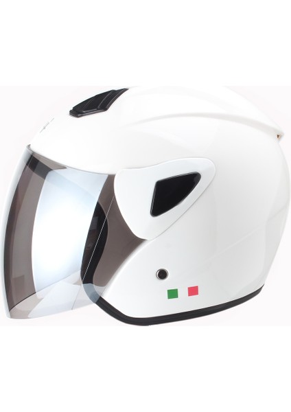 Kask Sway SW-733 Yarım Aynalı Camlı Beyaz