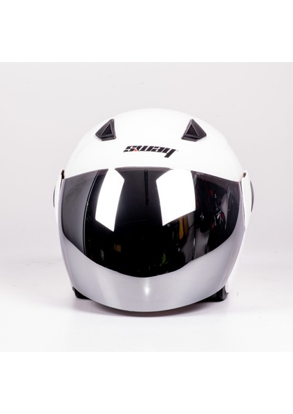 Kask Sway SW-733 Yarım Aynalı Camlı Beyaz fiyatları