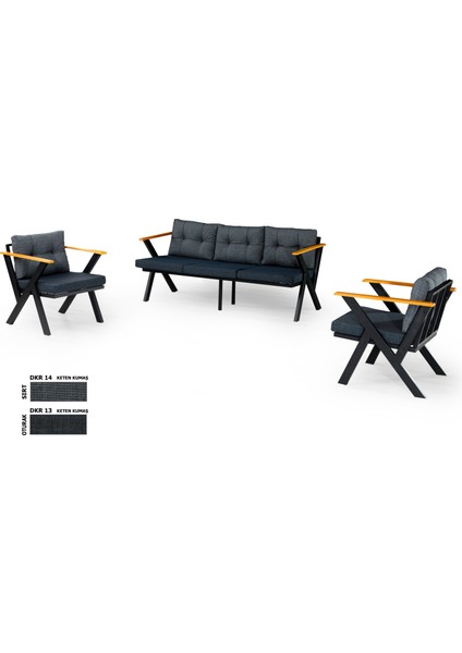 3+1+1 Zeta Bahçe Takımı, Balkon, Bahçe, Cafe Mobilyası, Süngerli Metal Çay Seti modelleri