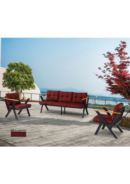 3+1+1 Zeta Bahçe Takımı, Balkon, Bahçe, Cafe Mobilyası, Süngerli Metal Çay Seti