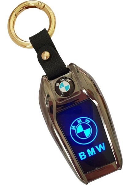 USB Şarjlı Bmw Anahtarı Görünümlü Fenerli Çakmak Altın