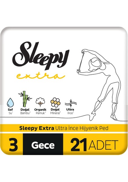 Extra Ultra Ince Hijyenik Ped Gece 21 Adet Ped