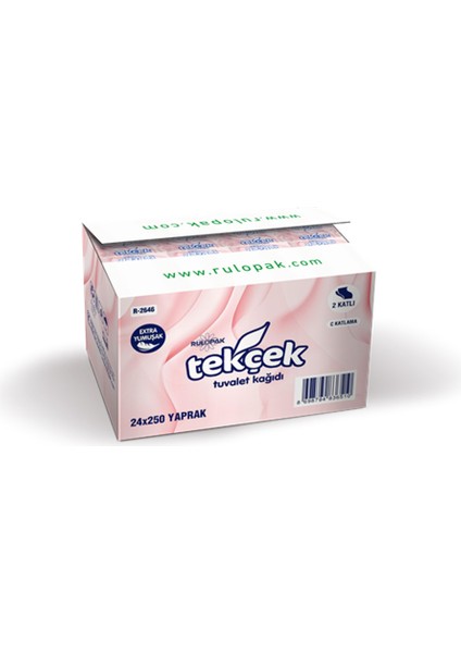 Tekçek Tuvalet Kağıdı 2 Katlı 250 Yaprak 24'Lü Paket