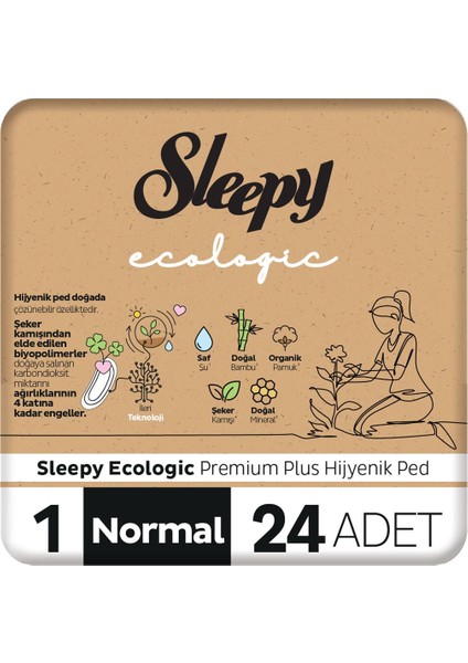 Ecologic Premium Plus Hijyenik Ped Normal 24 Adet Ped