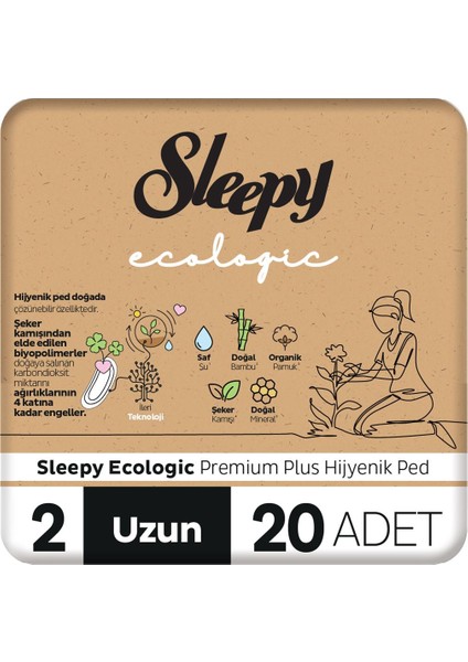 Ecologic Premium Plus Hijyenik Ped Uzun 20 Adet Ped