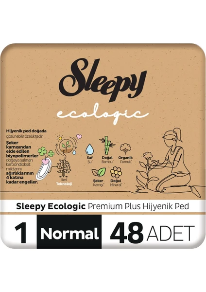 Ecologic Premium Plus Hijyenik Ped Normal 48 Adet Ped