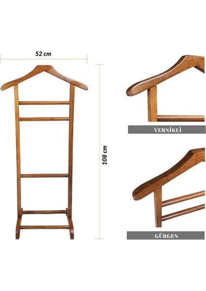 Dilsiz Uşak Elbise Askısı Gürgen Cilalı fiyatları