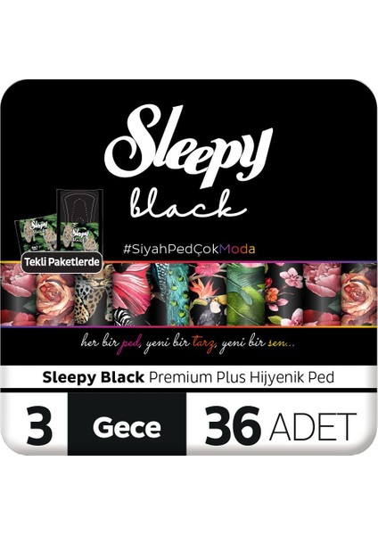 Black Premium Plus Hijyenik Ped Gece 36 Adet Ped