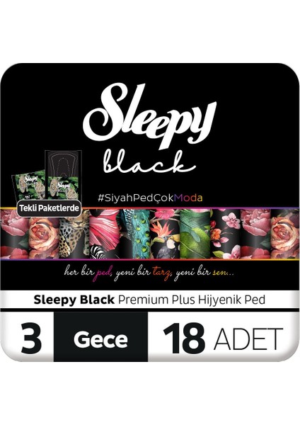 Black Premium Plus Hijyenik Ped Gece 18 Adet Ped