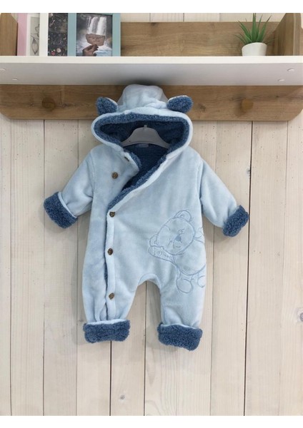 Içi Tüylü Ayıcıklı Pofuduk Bebek Tulumu Soft Hello Bear