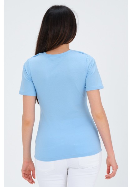 Hamile Emzirme Detaylı Kısa Kollu T-Shirt Mavi indirimleri