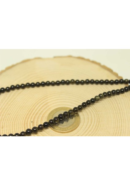 Golden & Siyah Obsidyen Taşı 4,5mm/10 Adet
