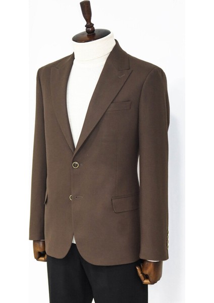Desensiz Kahverengi Slim Fit Spor Ceket