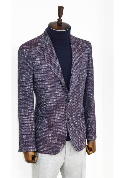 Mor Desenli Slim Fit Spor Ceket modelleri