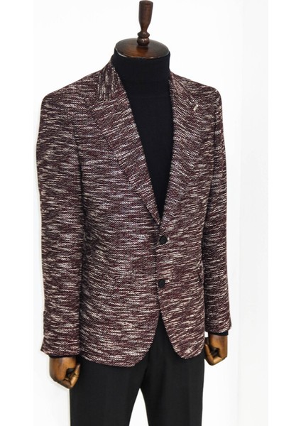 Bordo Desenli Slim Fit Spor Ceket modelleri