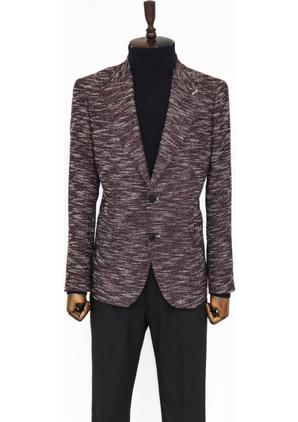 Bordo Desenli Slim Fit Spor Ceket fırsatları