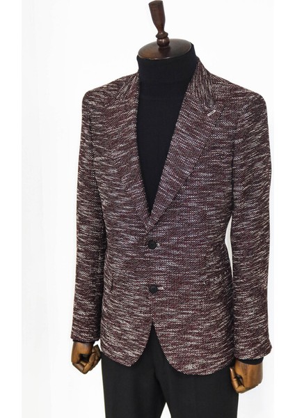 Bordo Desenli Slim Fit Spor Ceket indirimleri