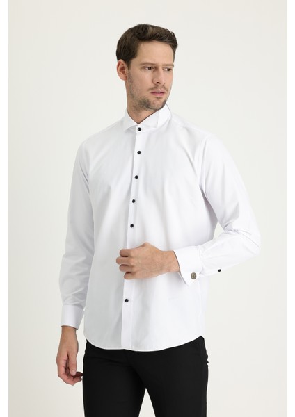 Uzun Kol Ata Yaka Klasik Gömlek