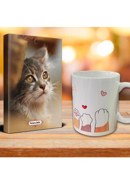 Minik Kedi Ajanda Sevimli Patiler Kupa Seti