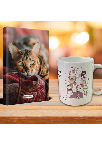 Şaşkın Kedi Ajanda Mutlu Kediler Kupa Seti