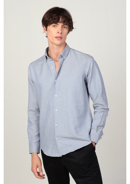 Slim Fit Uzun Kol Düğmeli Erkek Gömlek
