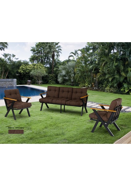 3+1+1 Zeta Bahçe Takımı, Balkon, Bahçe, Cafe Mobilyası, Pofuduk Metal Çay Seti