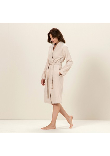 Derin Unisex Bornoz Bej / Adacayı