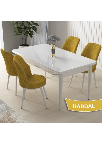 Concept Nil Serisi Beyaz Masa 70 x 110 cm Sabit Yemek Masası Takımı 4 Sandalye