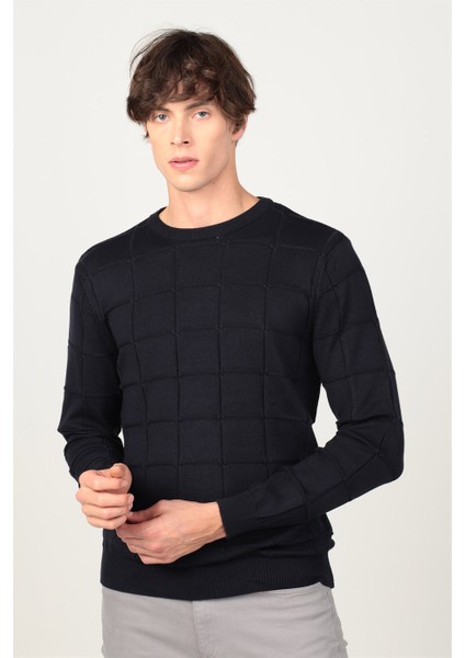 Slim Fit Dar Bisiklet Yaka Erkek Kazak