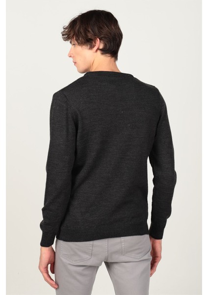 Slim Fit Dar Kesim Bisiklet Yaka Kendinden Desenli Erkek Kazak fırsatları