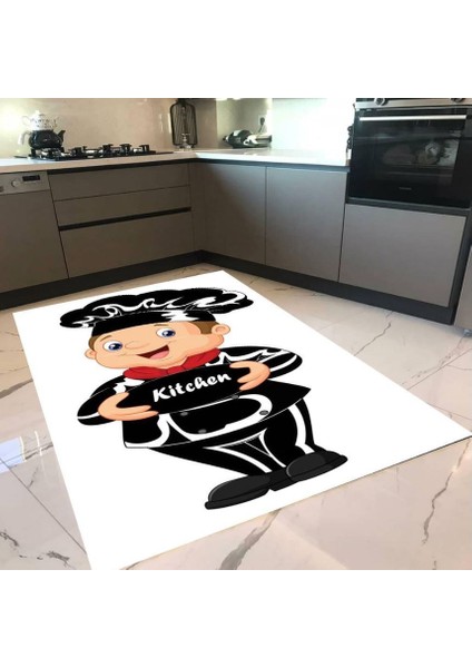 Pvc Kaymaz Taban Makinede Yıkanabilir Mutfak Halısı I-MUTFAK-835