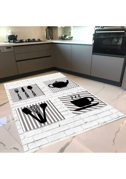 Pvc Kaymaz Taban Makinede Yıkanabilir Mutfak Halısı I-MUTFAK-851