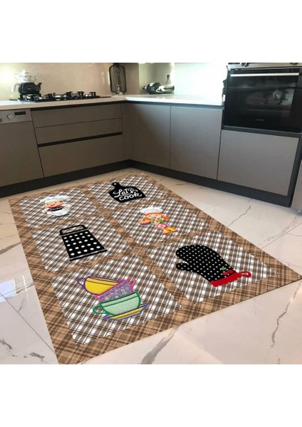 Pvc Kaymaz Taban Makinede Yıkanabilir Mutfak Halısı I-MUTFAK-854