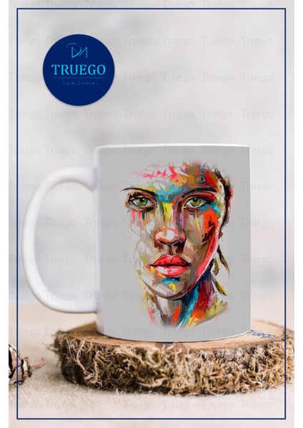 Baskılı Kupa Bardak Seramik Mug - Kadın Tablo