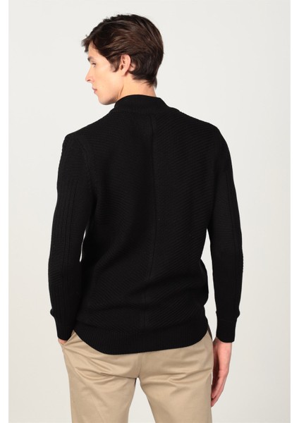 Slim Fit Dar Kesim Kendinden Desenli Erkek Hırka fırsatları