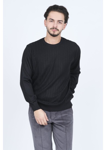 Erkek Bisiklet Yaka Yün Kazak 6091895 Siyah