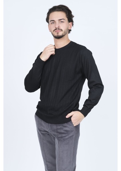 Erkek Bisiklet Yaka Yün Kazak 6091895 Siyah modelleri