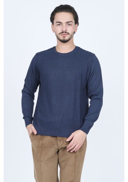 Erkek Bisiklet Yaka Yün Kazak 6091895 Indigo