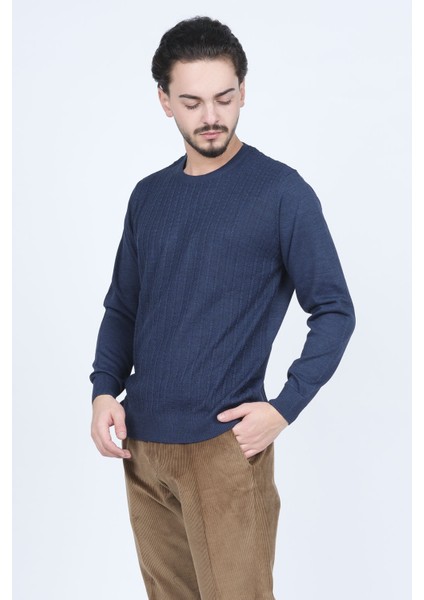 Erkek Bisiklet Yaka Yün Kazak 6091895 Indigo