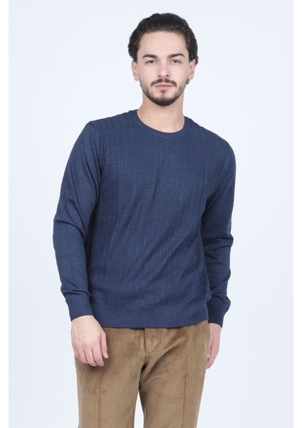 Erkek Bisiklet Yaka Yün Kazak 6091895 Indigo