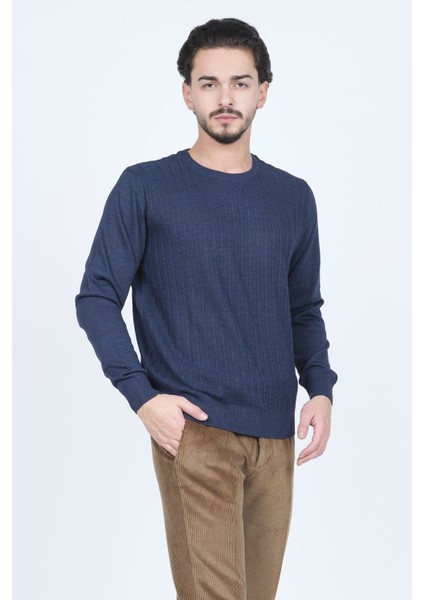 Erkek Bisiklet Yaka Yün Kazak 6091895 Indigo