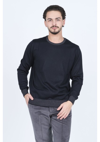Erkek Bisiklet Yaka Yün Kazak 6091905 Lacivert