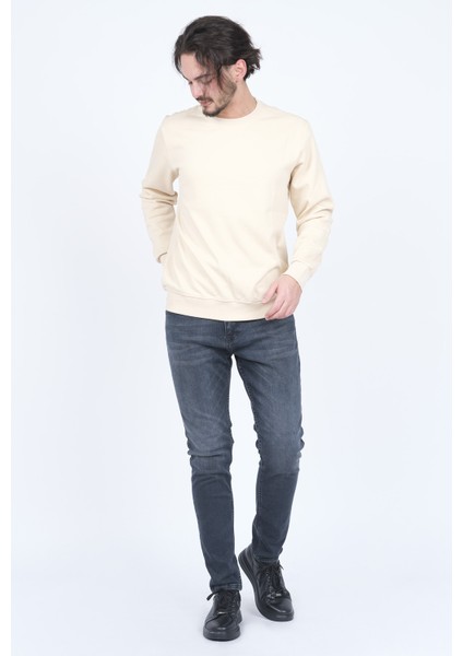 Erkek Bisiklet Yaka Sweatshirt 62422106 Bej