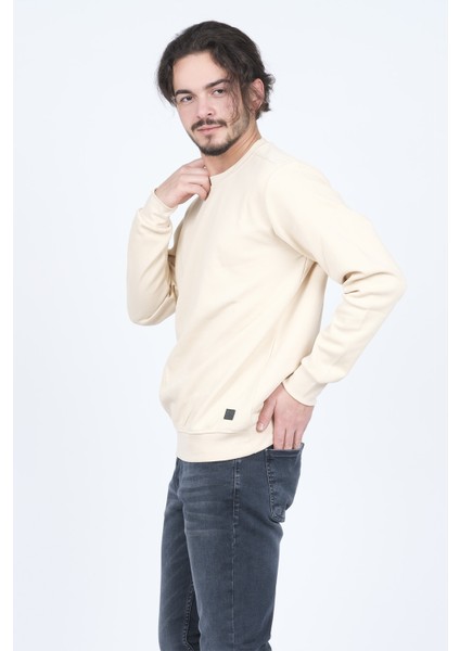 Erkek Bisiklet Yaka Sweatshirt 62422106 Bej